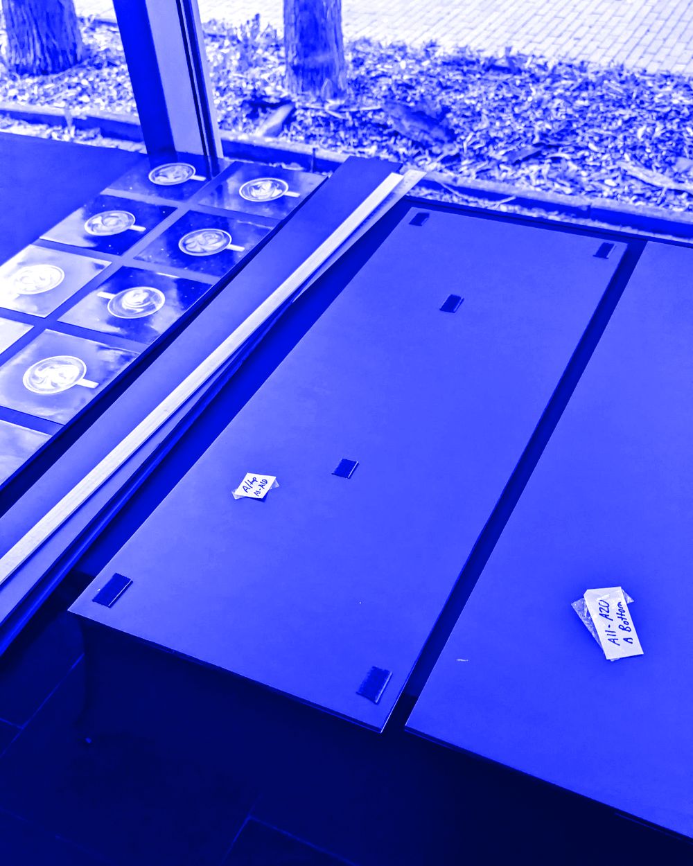 Mounted strips with velcro on the back, labelled A1–A10